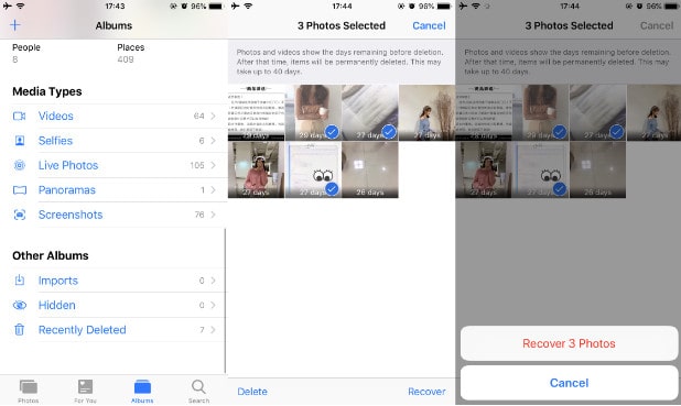 recover from recently deleted folder