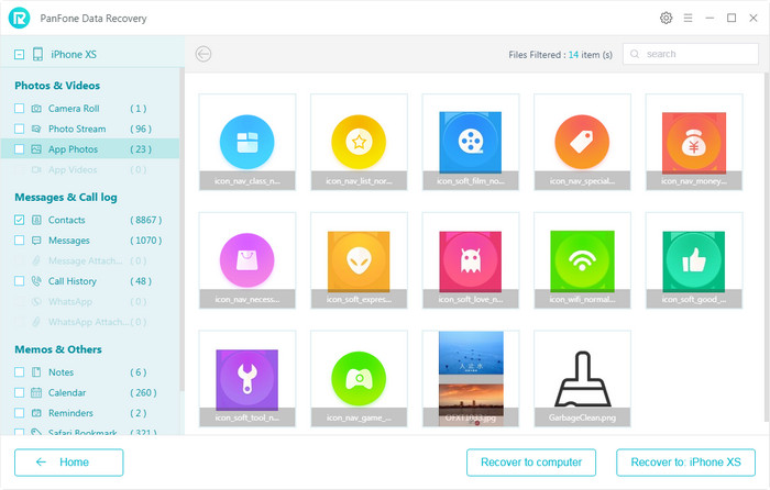 restore app photos to iphone